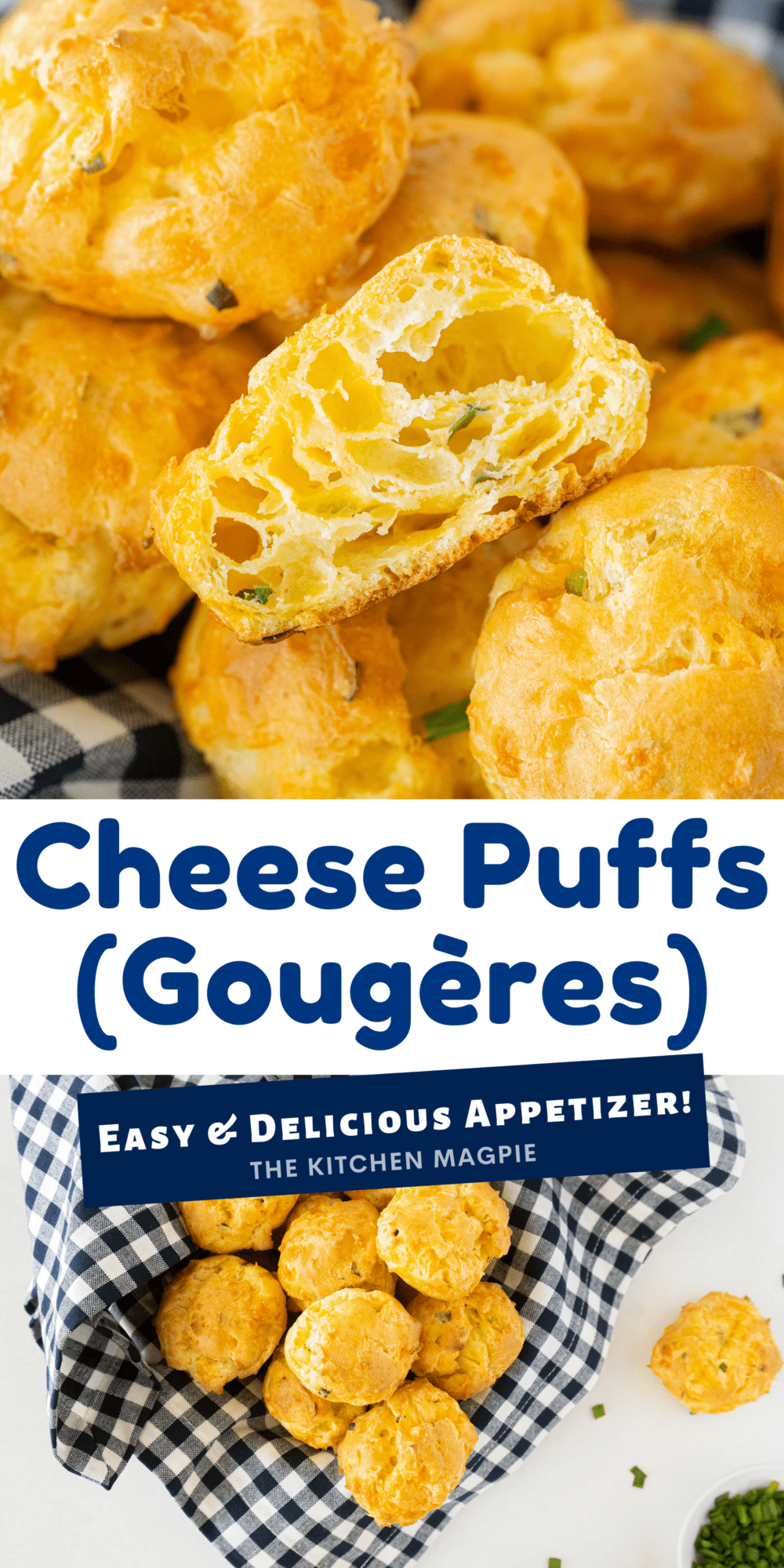 These bite size cheese puffs are also known as gougeres are the perfect party snack or appetizer!