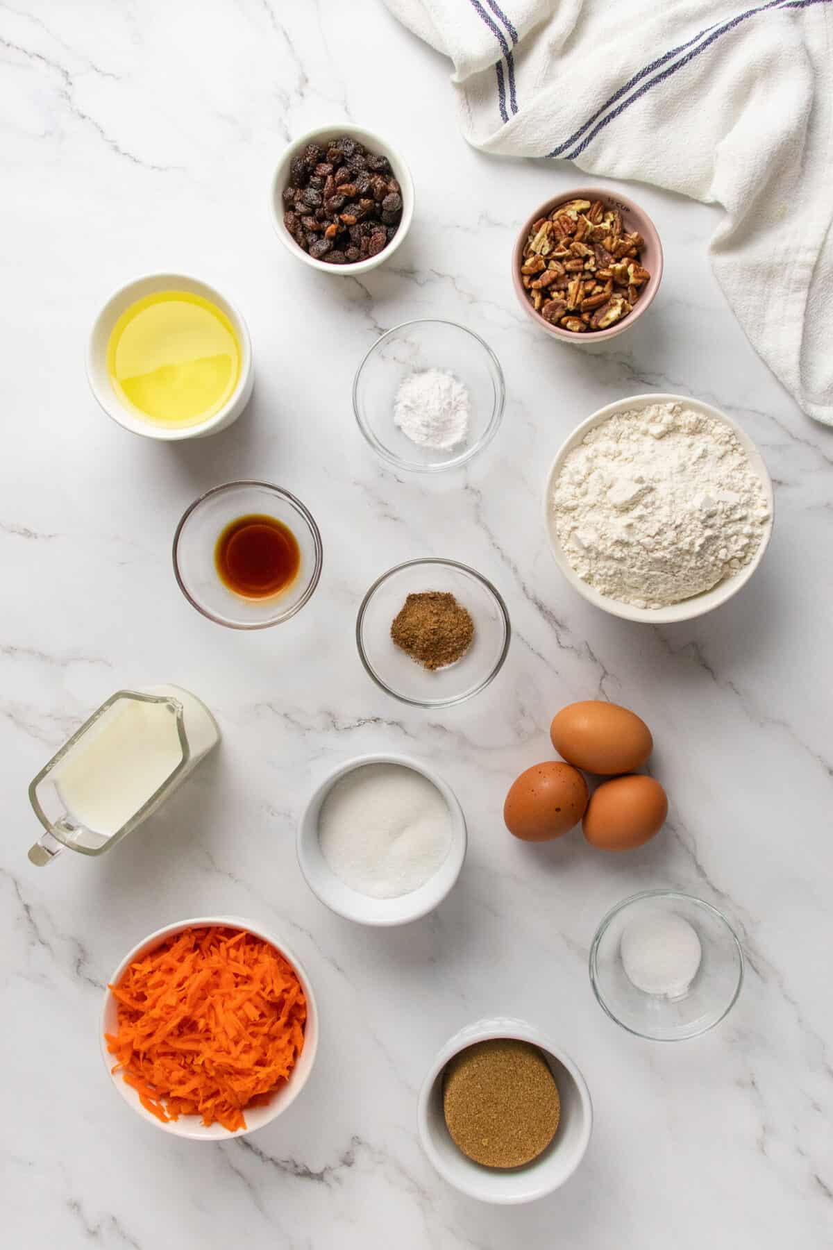 ingredients for carrot bread 