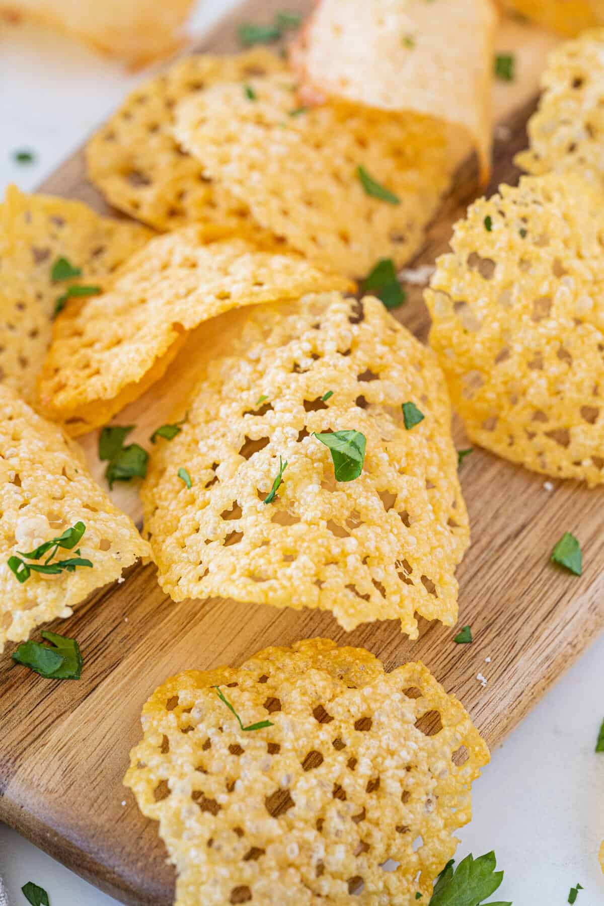 close up of a Parmesan crisp