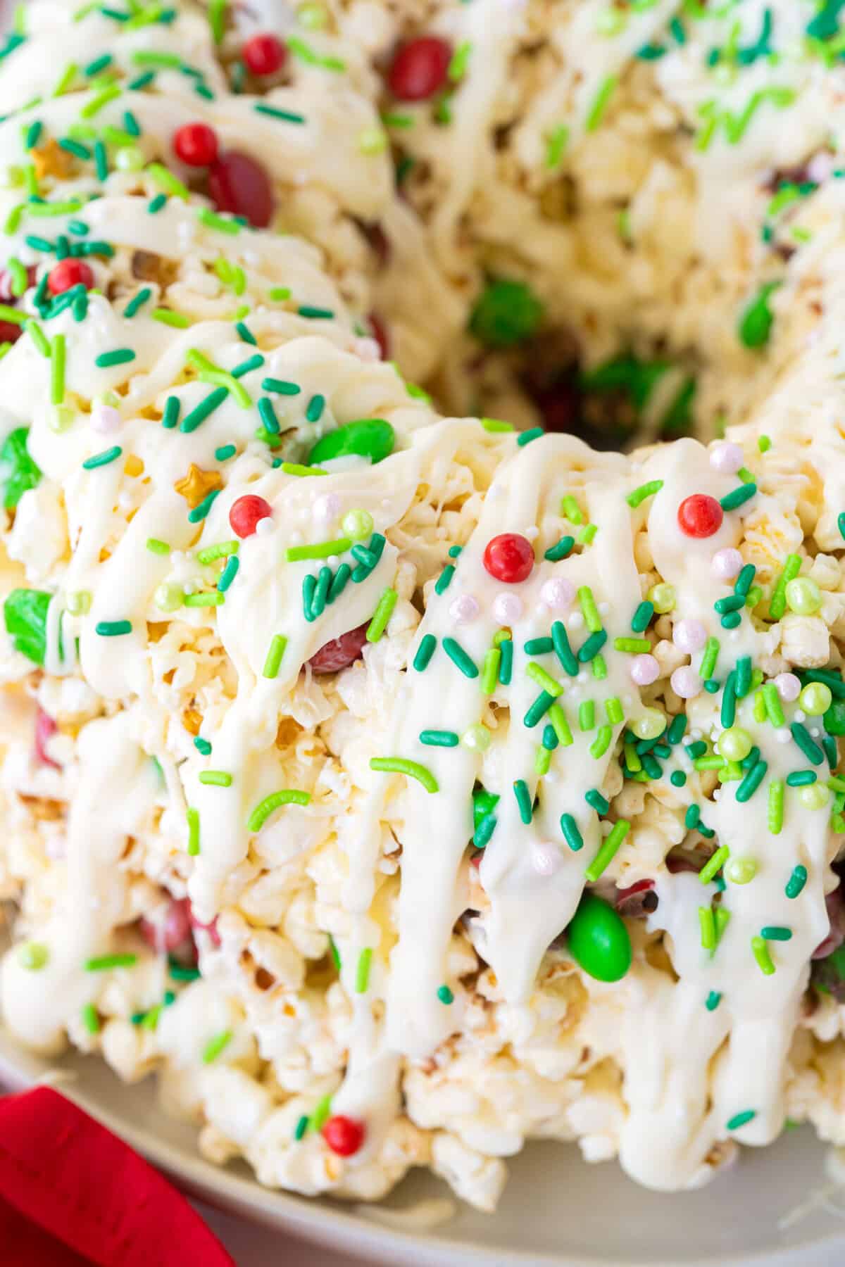 popcorn cake sitting on a plate