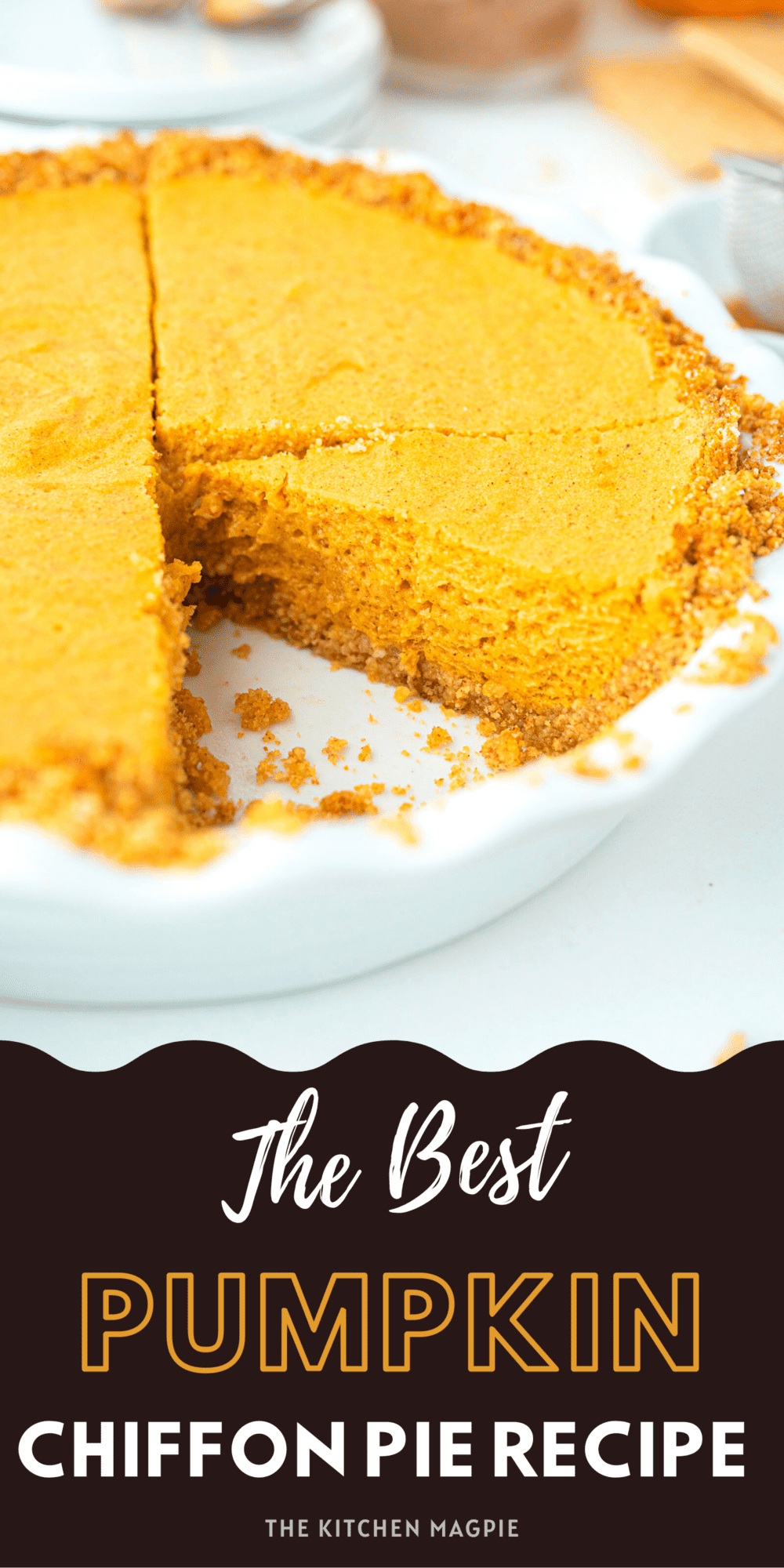 Light as a feather, spicy pumpkin chiffon pie! Make sure to use pasteurized egg whites in this recipe for food safety.