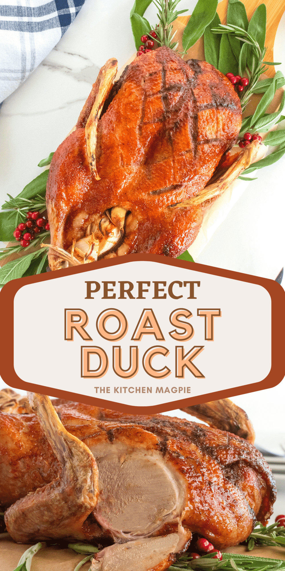 A simple spiced maple glaze, tender, juicy duck meat and perfectly roasted skin makes this roast duck recipe a new family favorite!
