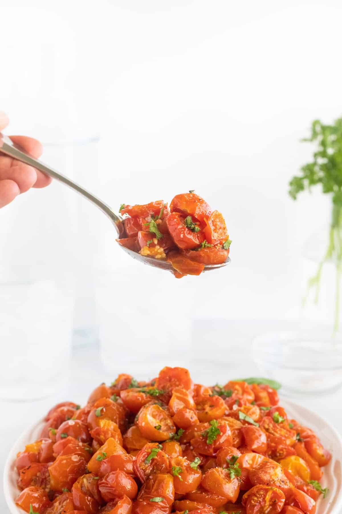 spoonful of roasted cherry tomatoes