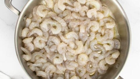Garlic Butter Shrimp in pan uncooked