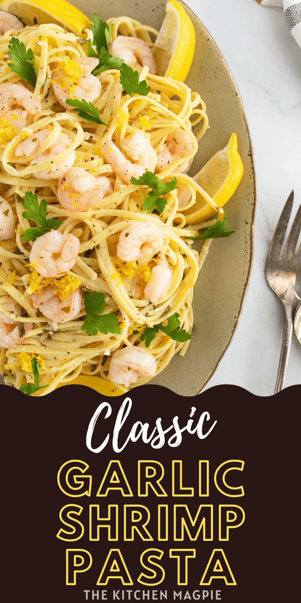 Delicious, homemade garlic butter shrimp over your favorite pasta. Serve it up using our homemade garlic butter sauce and dig right in!