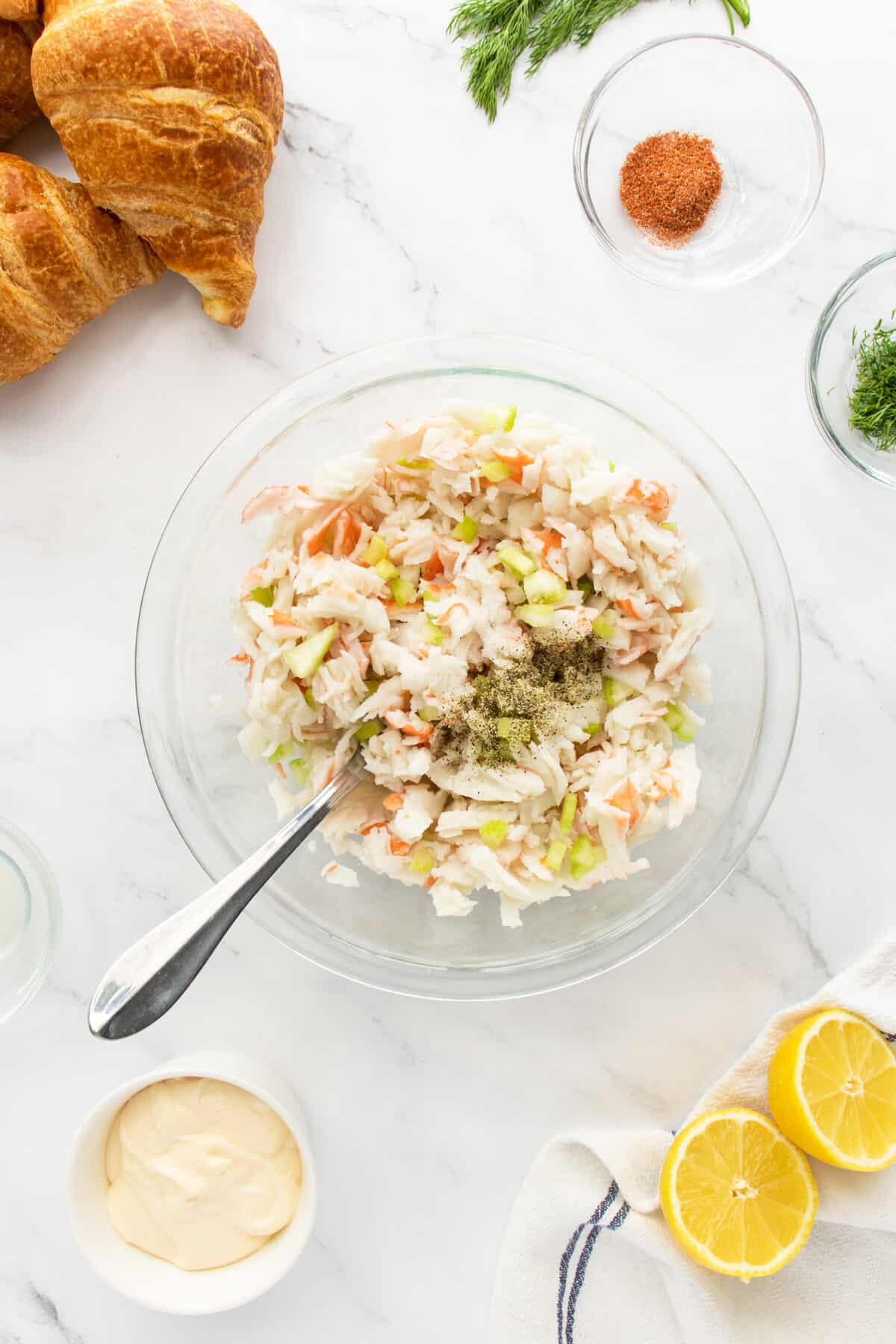 Crab Salad sandwich filling in bowl