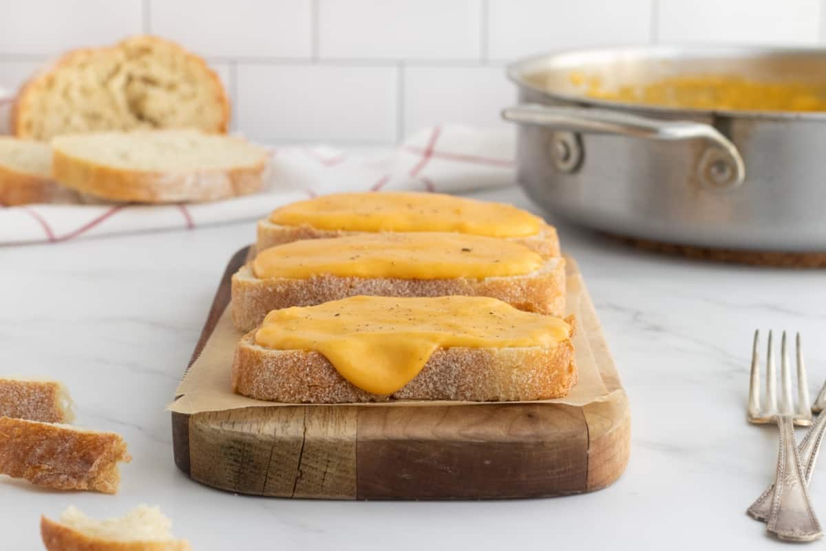 Welsh rarebit (cheese spread on toast)