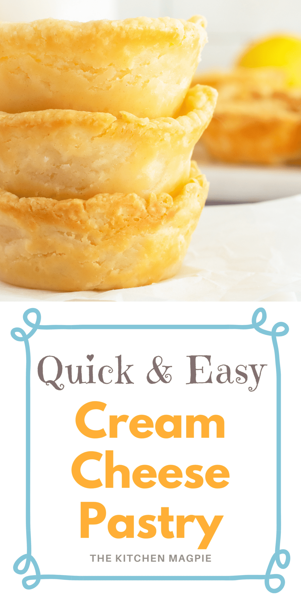 A simple and fluffy cream cheese pastry that whips up in no time at all, perfect for tarts, pies or small hors d'oeuvres.