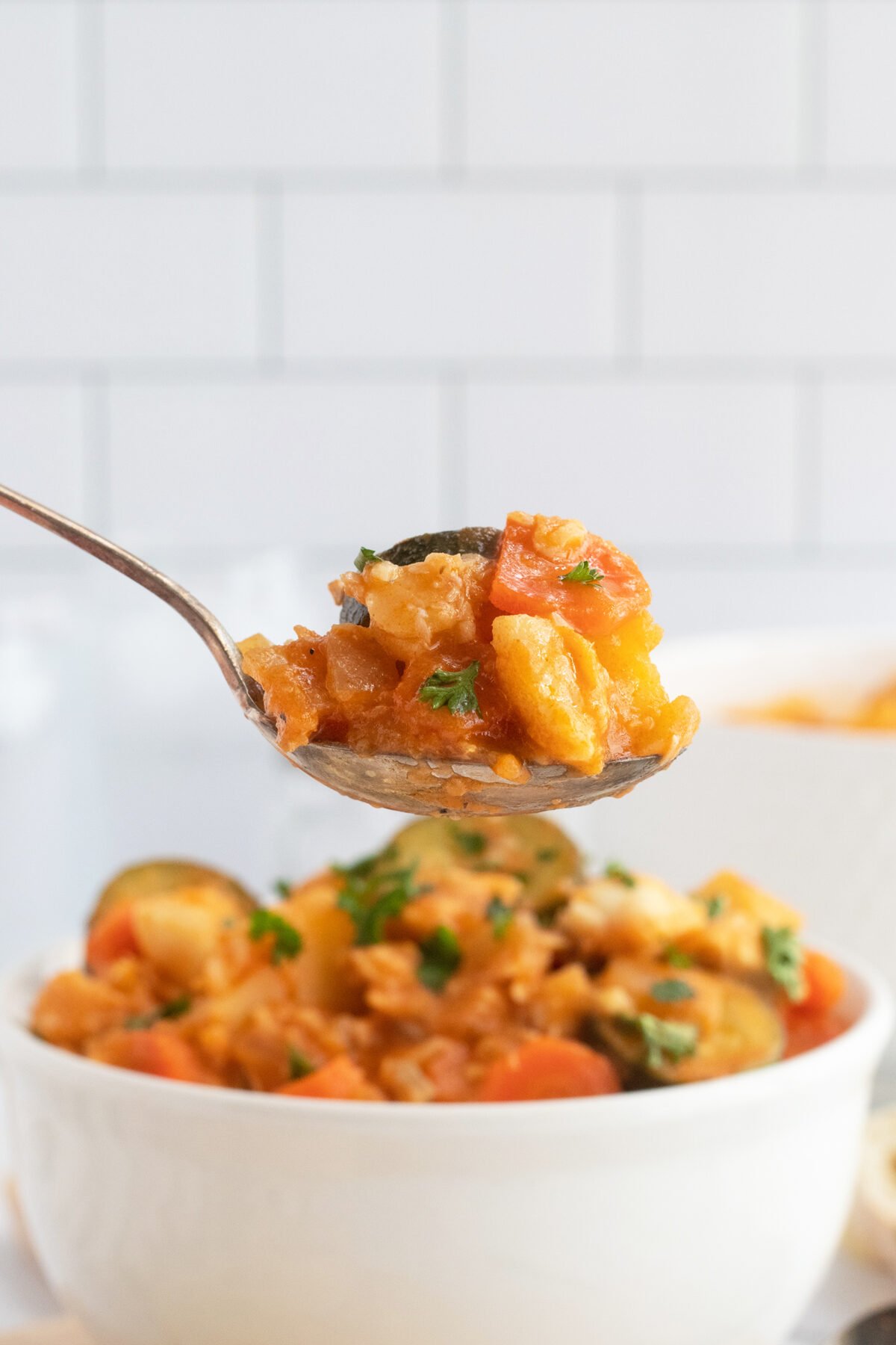 Fish stew on a spoon