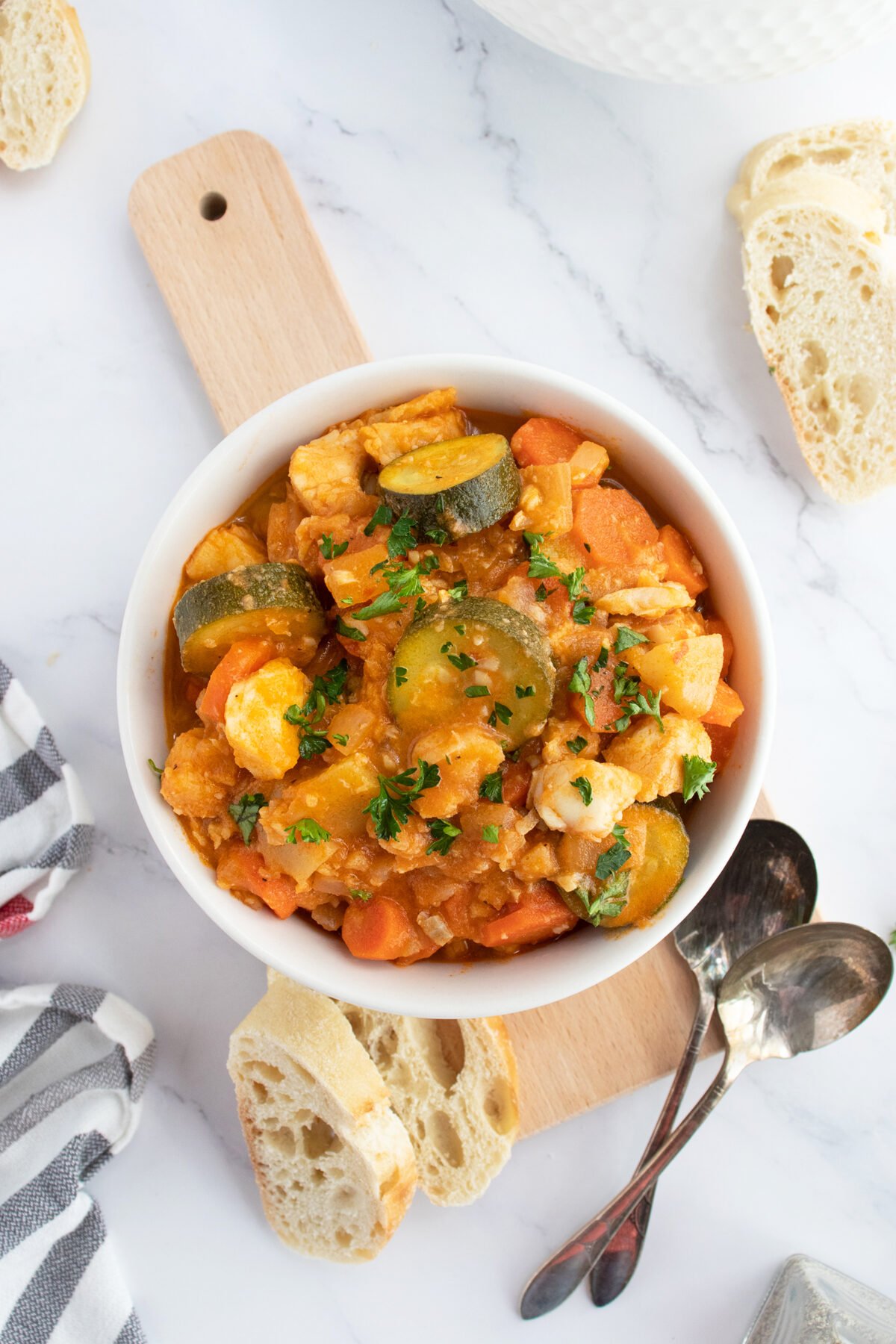 Fish stew in a bowl 