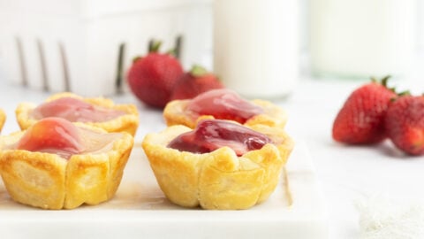 Strawberry Tarts on a white board