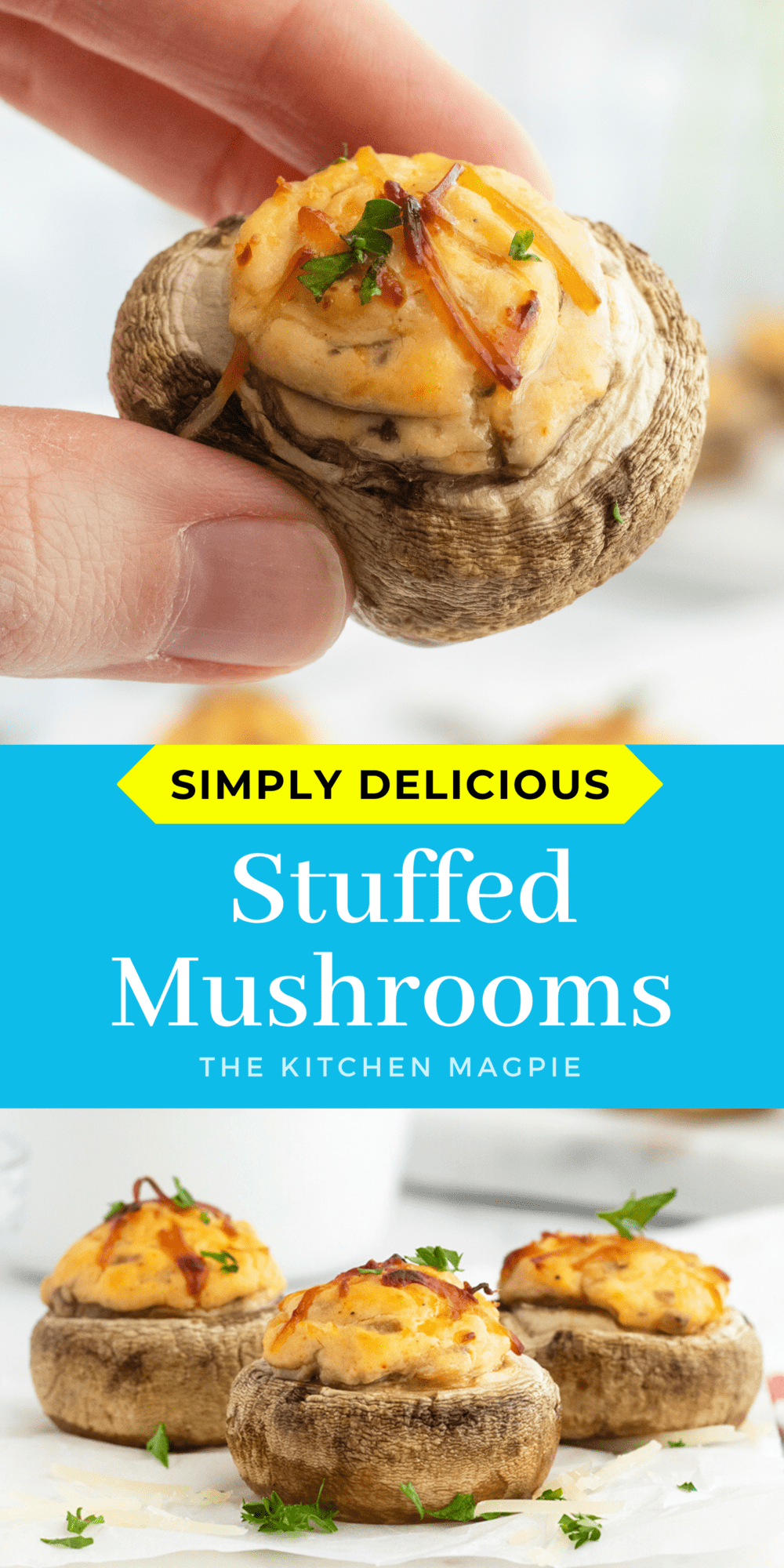 These Stuffed mushrooms are filled with creamy cheese, spices and garlic to make a perfect bite size appetizer!