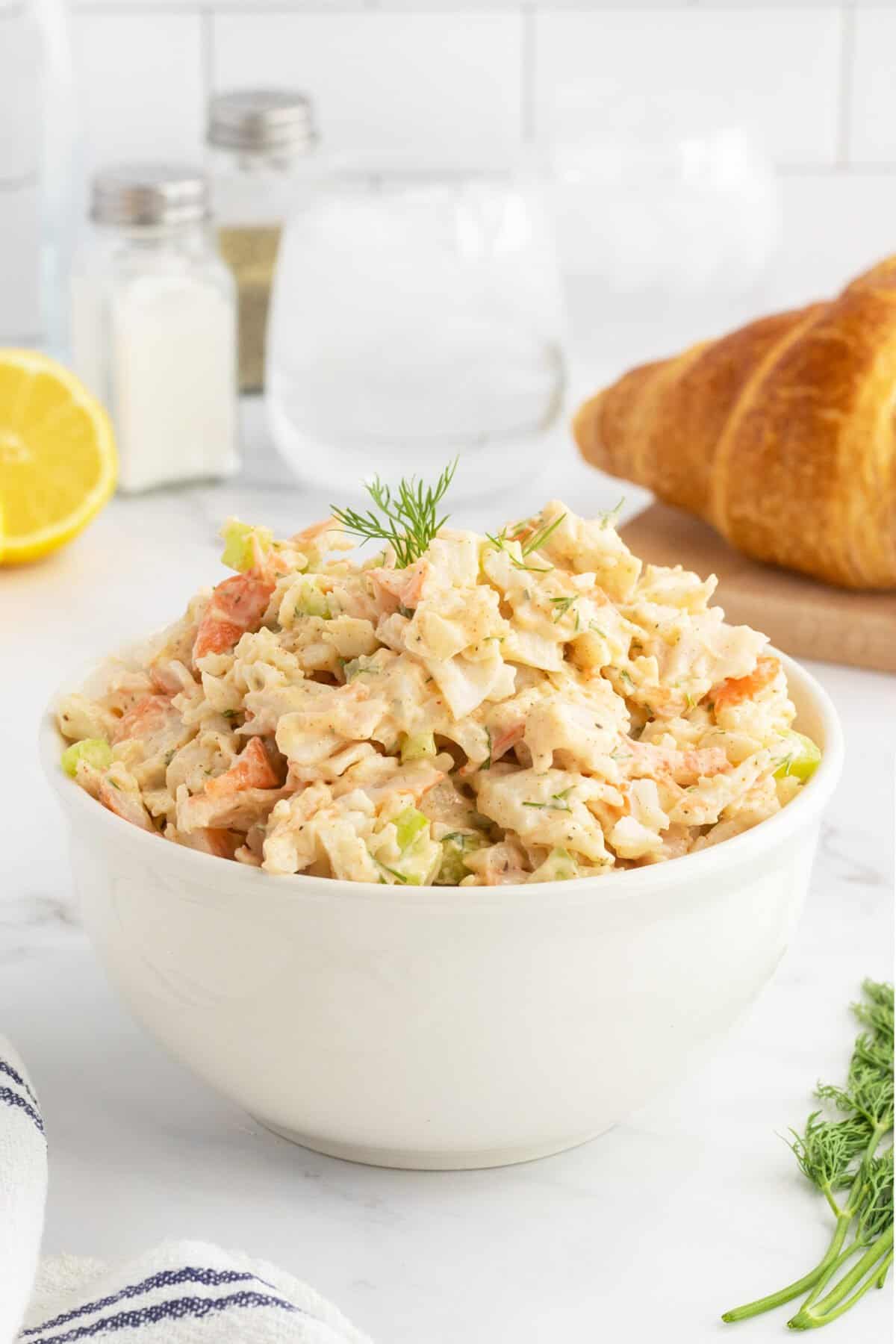 Crab salad in bowl