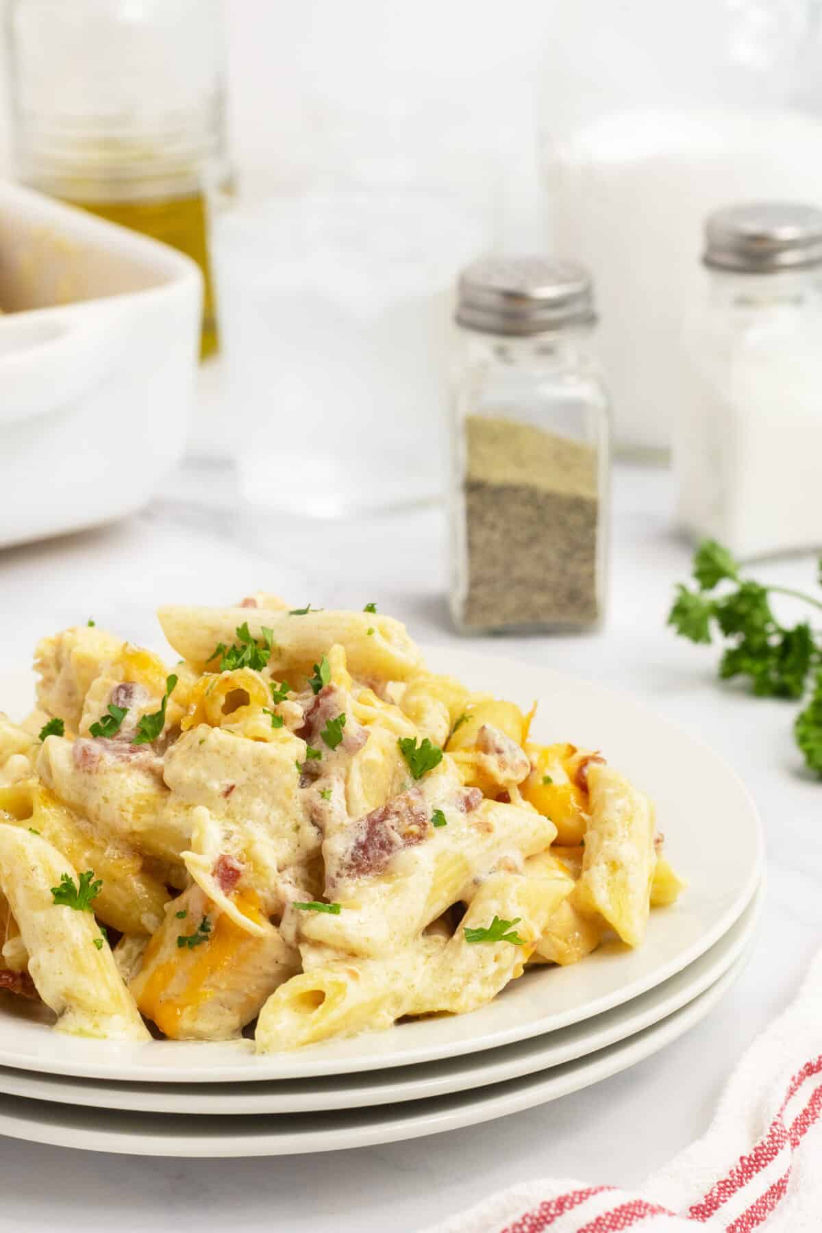 Chicken bacon ranch casserole on a plate