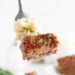 Liptons Onion Soup Meatloaf on a fork