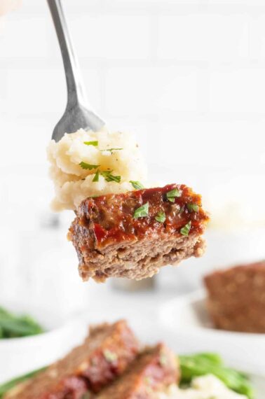 Liptons Onion Soup Meatloaf on a fork
