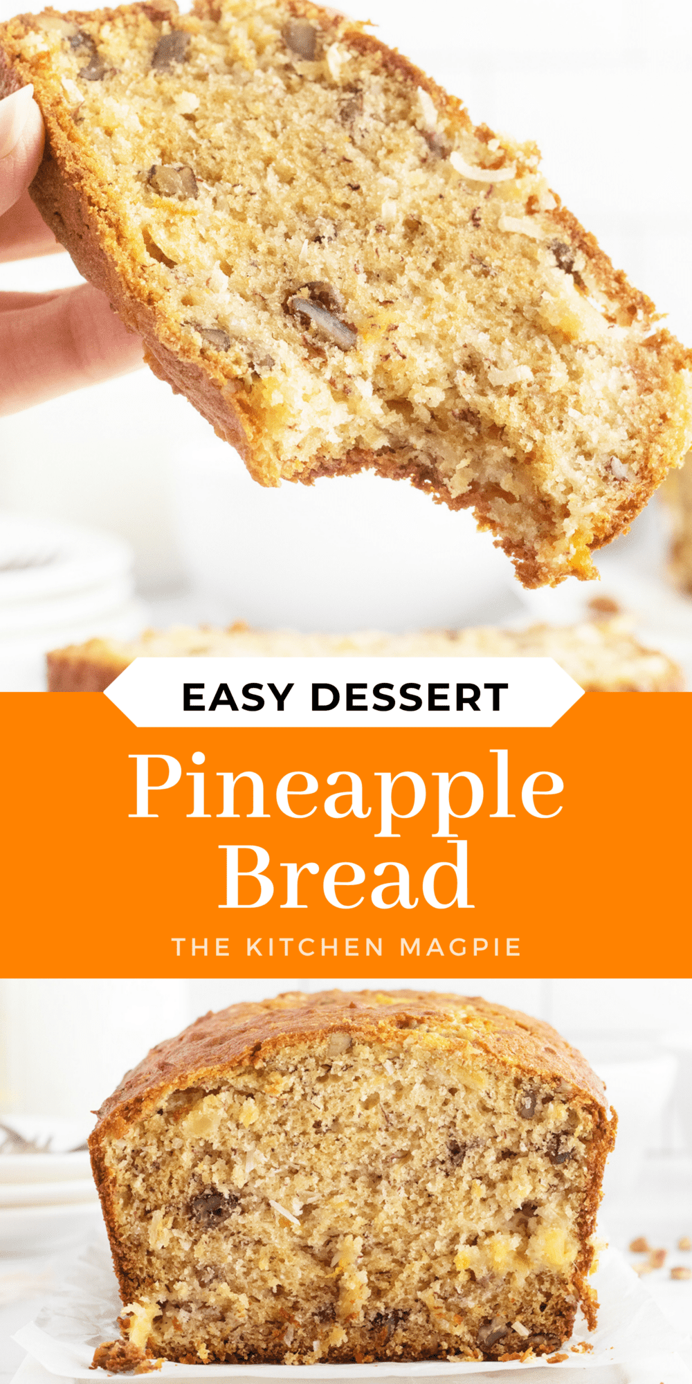 The perfect way to use up some overripe pineapple, this recipe for pineapple bread makes a quick snack or light breakfast. Just like other quick bread recipes, this pineapple bread is fast and easy to make and super delicious for very little effort.