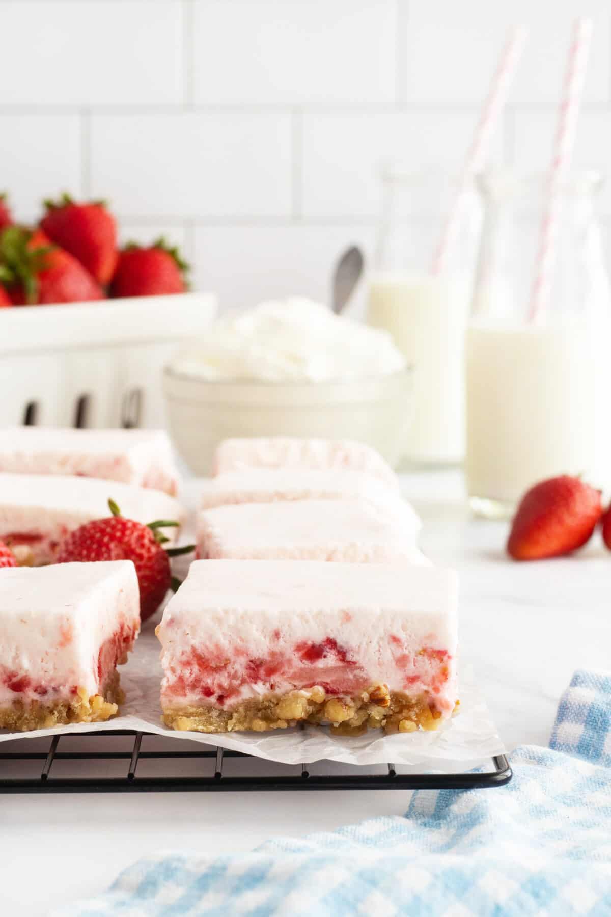 Strawberry Squares on parchment