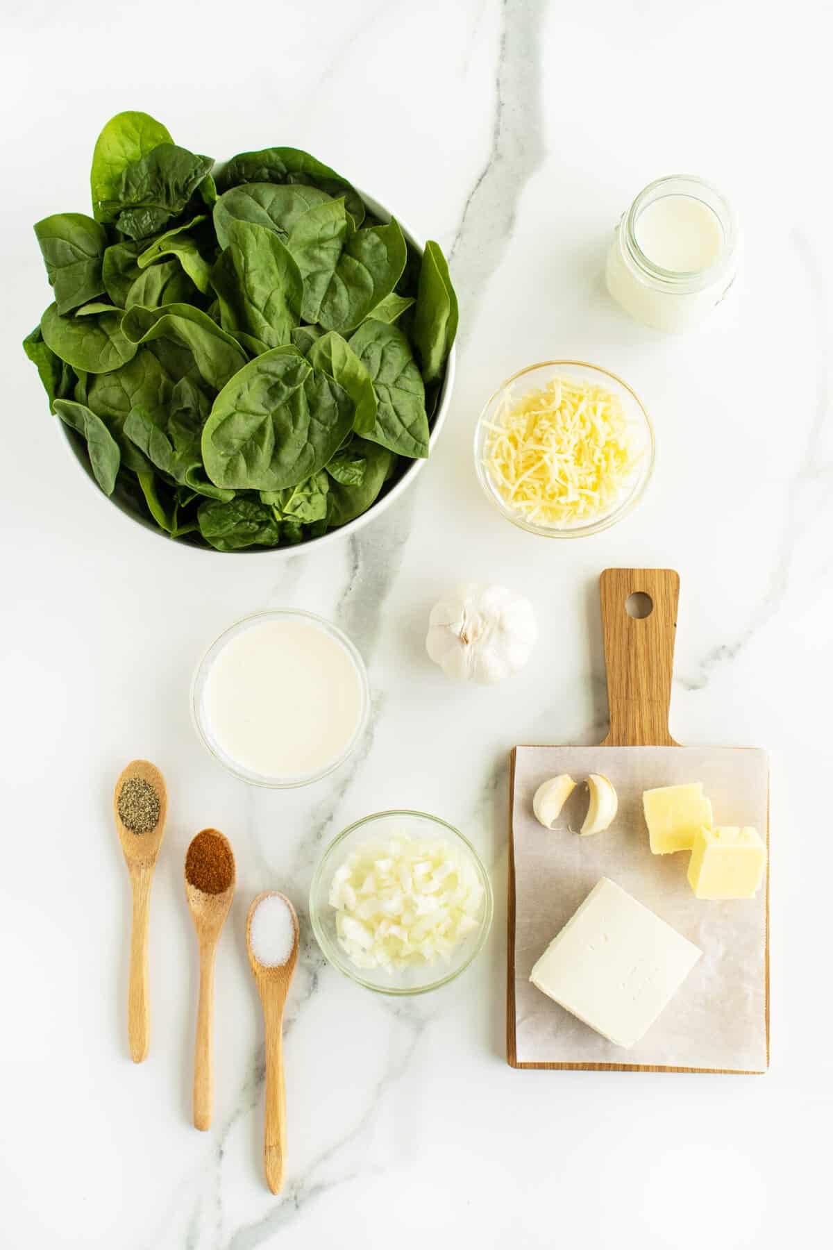 Creamed spinach ingredients