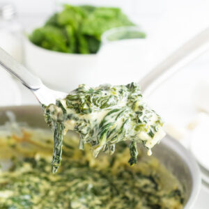 Creamed spinachon a spoon