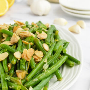 Green Beans Almondine on a plate