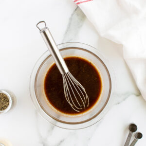 Homemade Worcestershire Sauce ingredients in a bowl un stirred