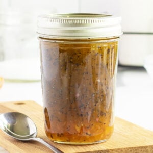 poppy seed dressing in a mason jar