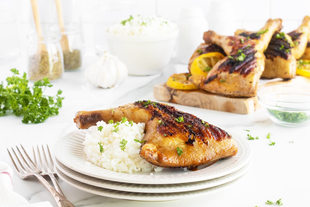 grilled chicken on a bed of rice