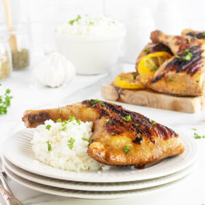 grilled chicken on a bed of rice