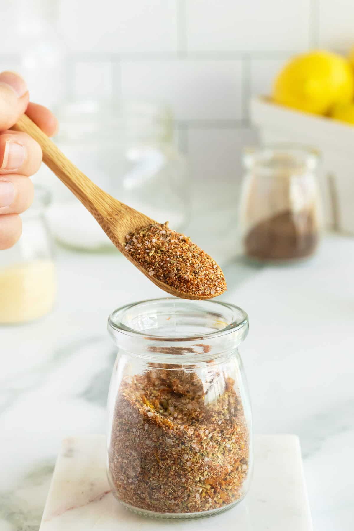 fish seasoning in a spoon