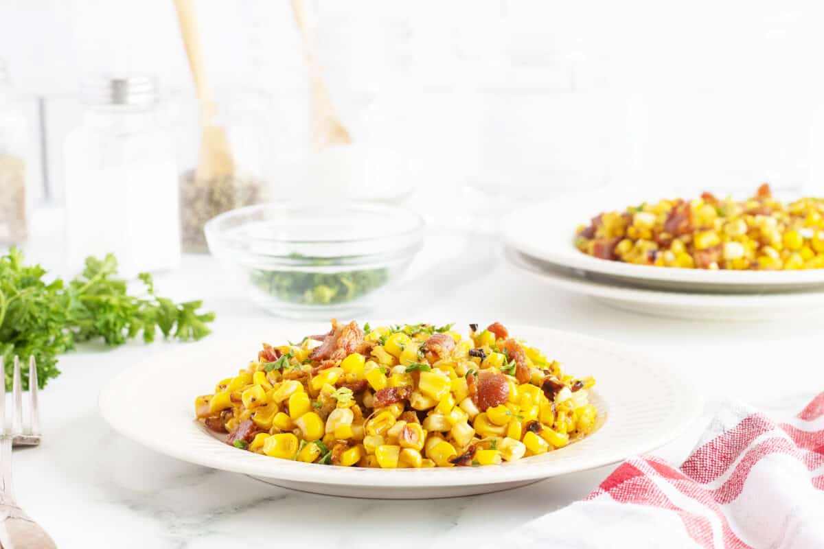 fried corn on a white plate