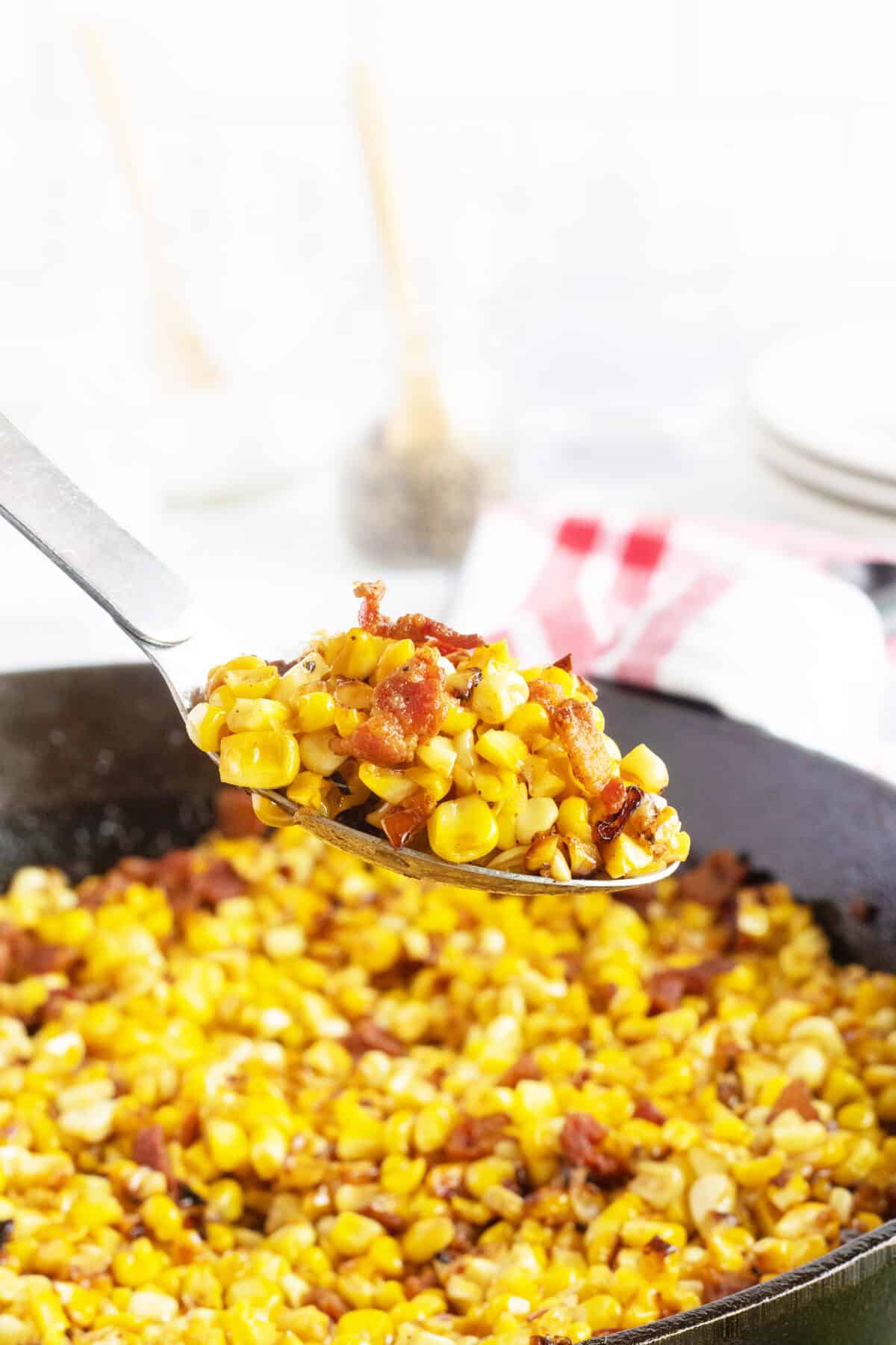 fried corn on a spoon