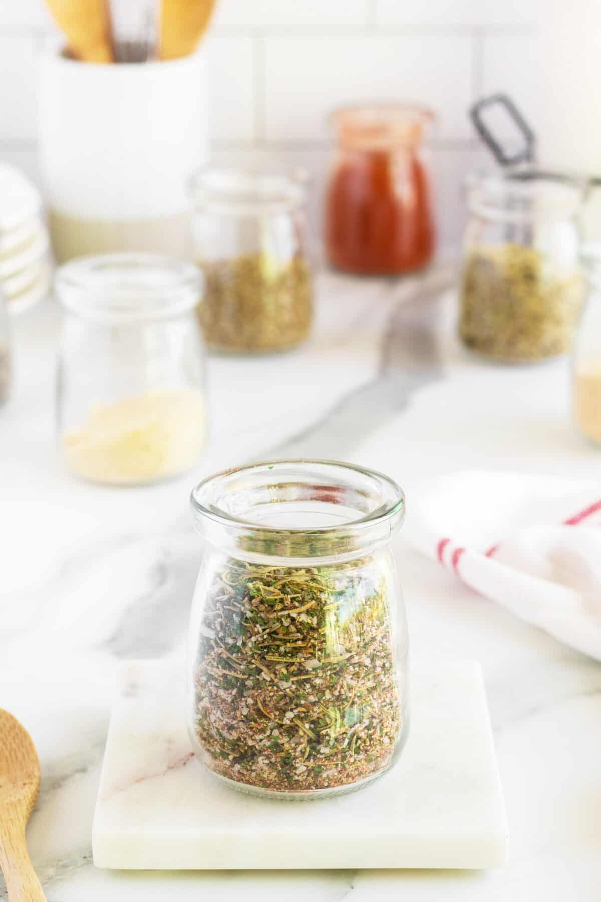 Lamb Seasoning in a clear jar