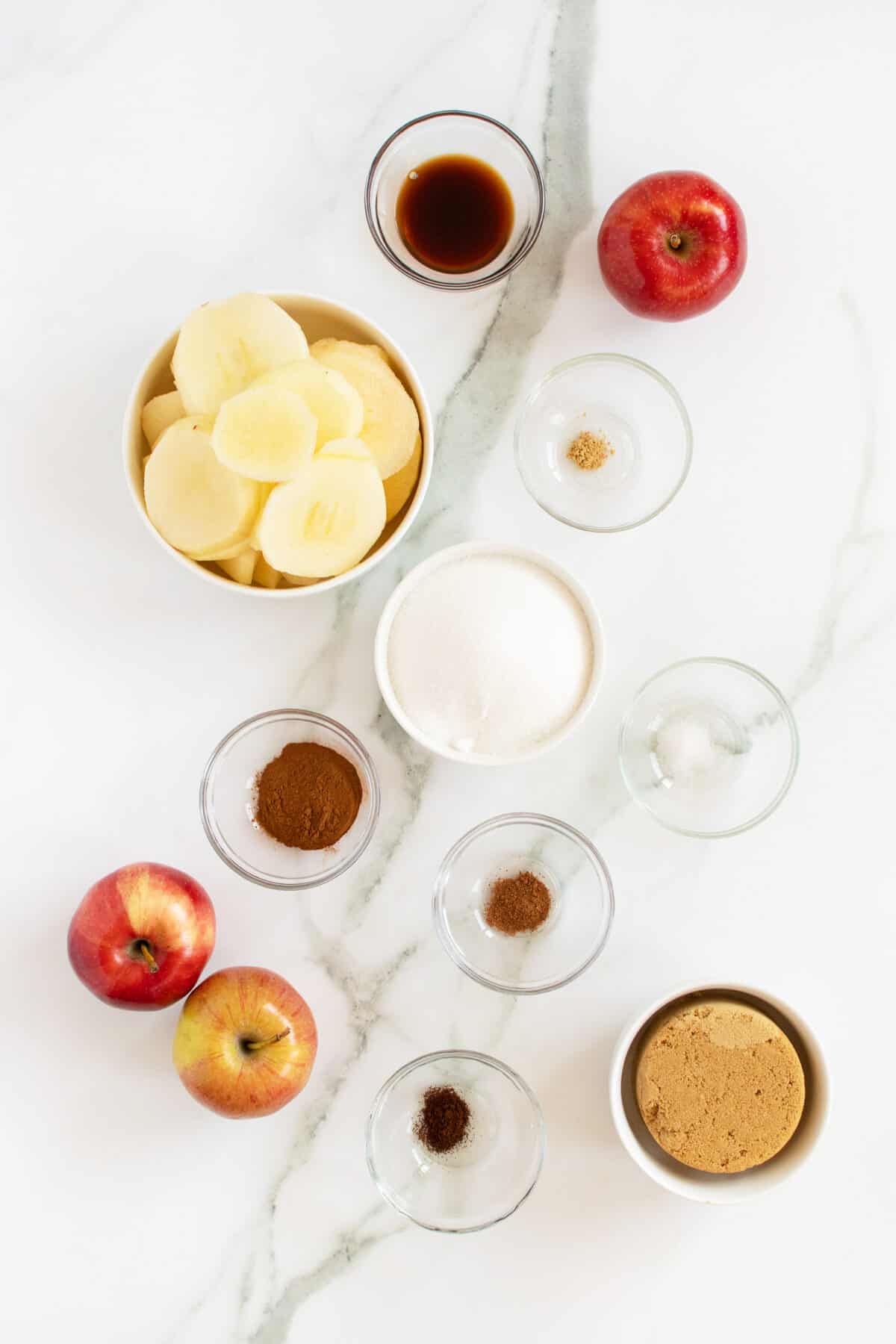apple butter ingredients in small bowls