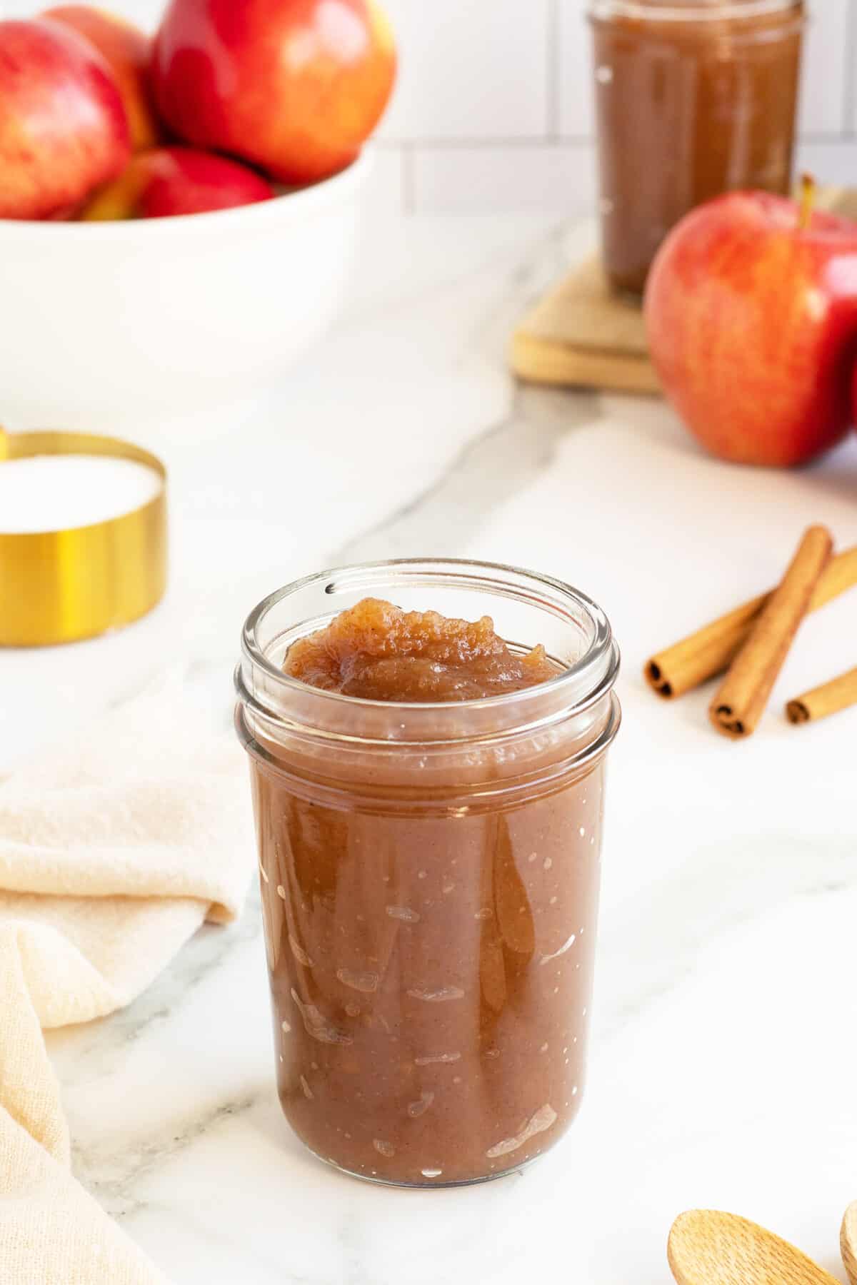 apple butter in a jar with no lid