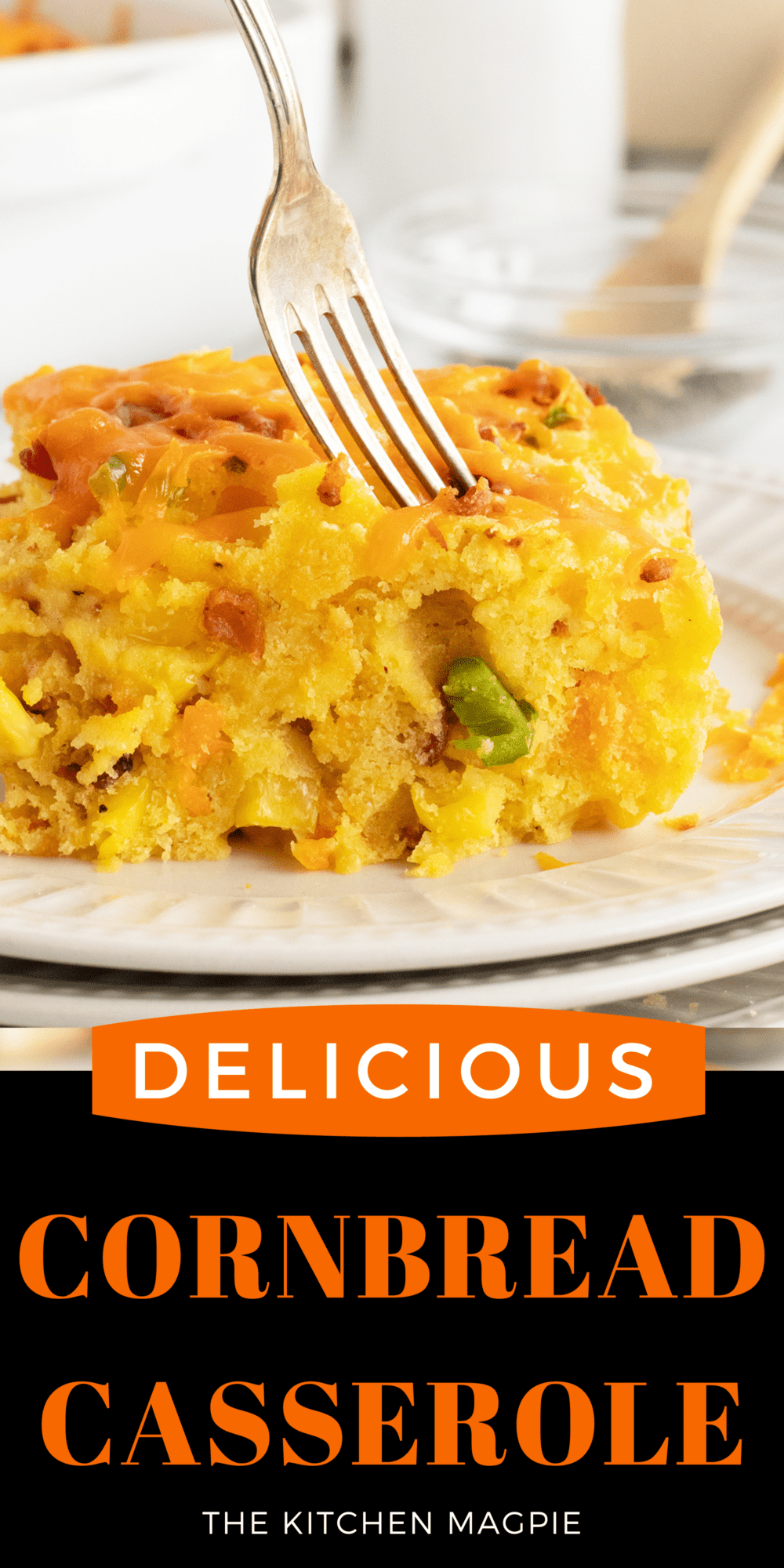 This cornbread casserole is loaded up with bacon, jalapenos and cheese making it the perfect side dish or comfort food!