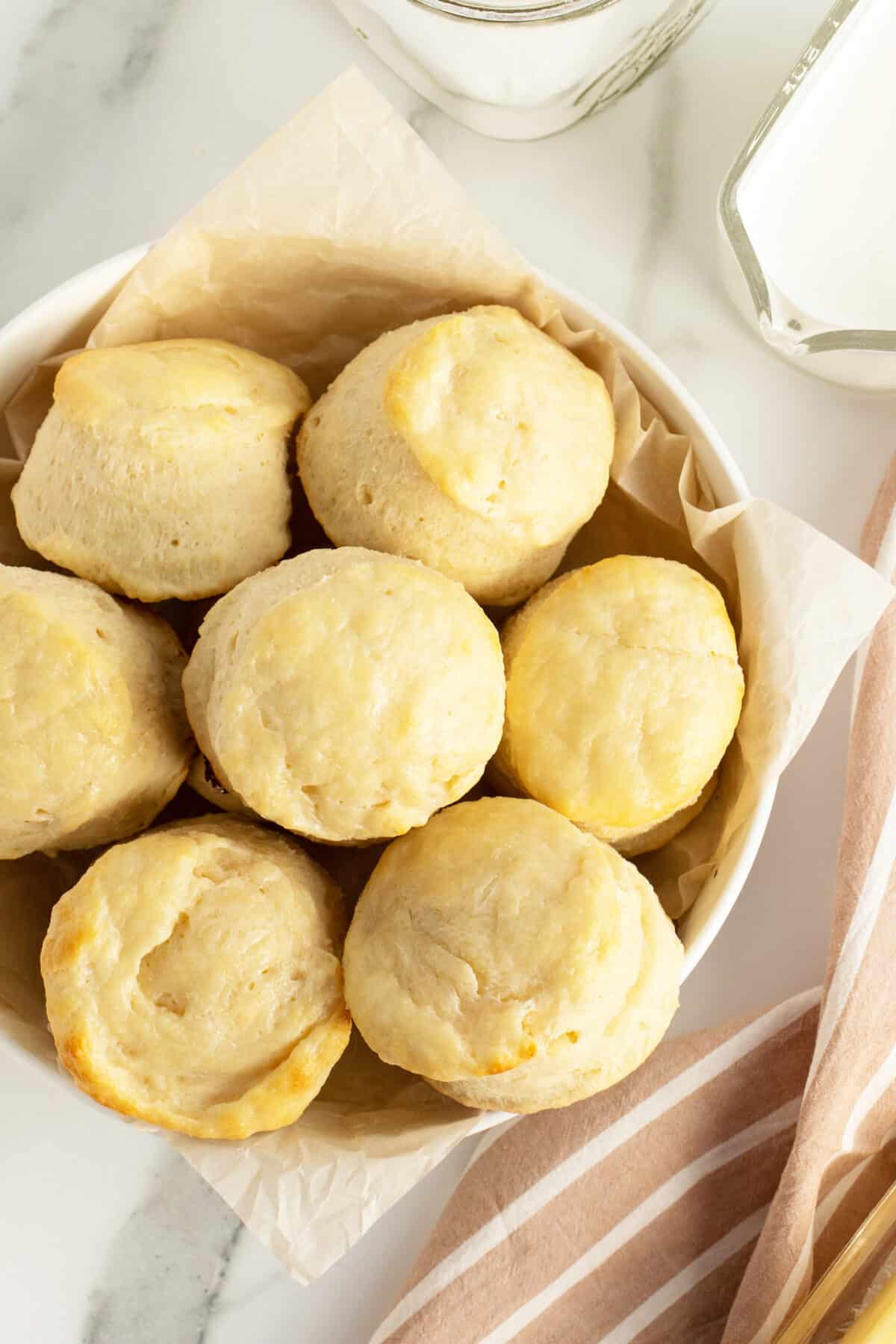 large bowl of 7 Buttermilk Biscuits