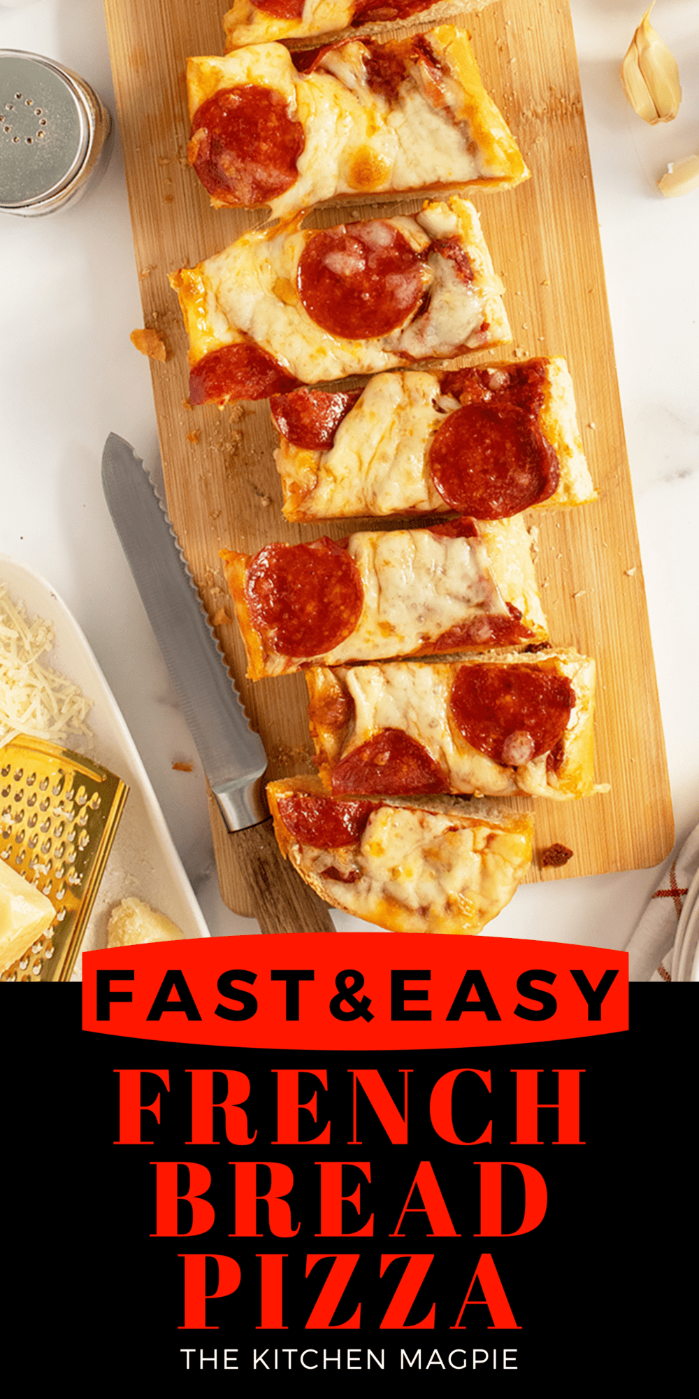 Using the cheat of a simple loaf of French bread, you can recreate the entire pizza experience with minimal effort and time!