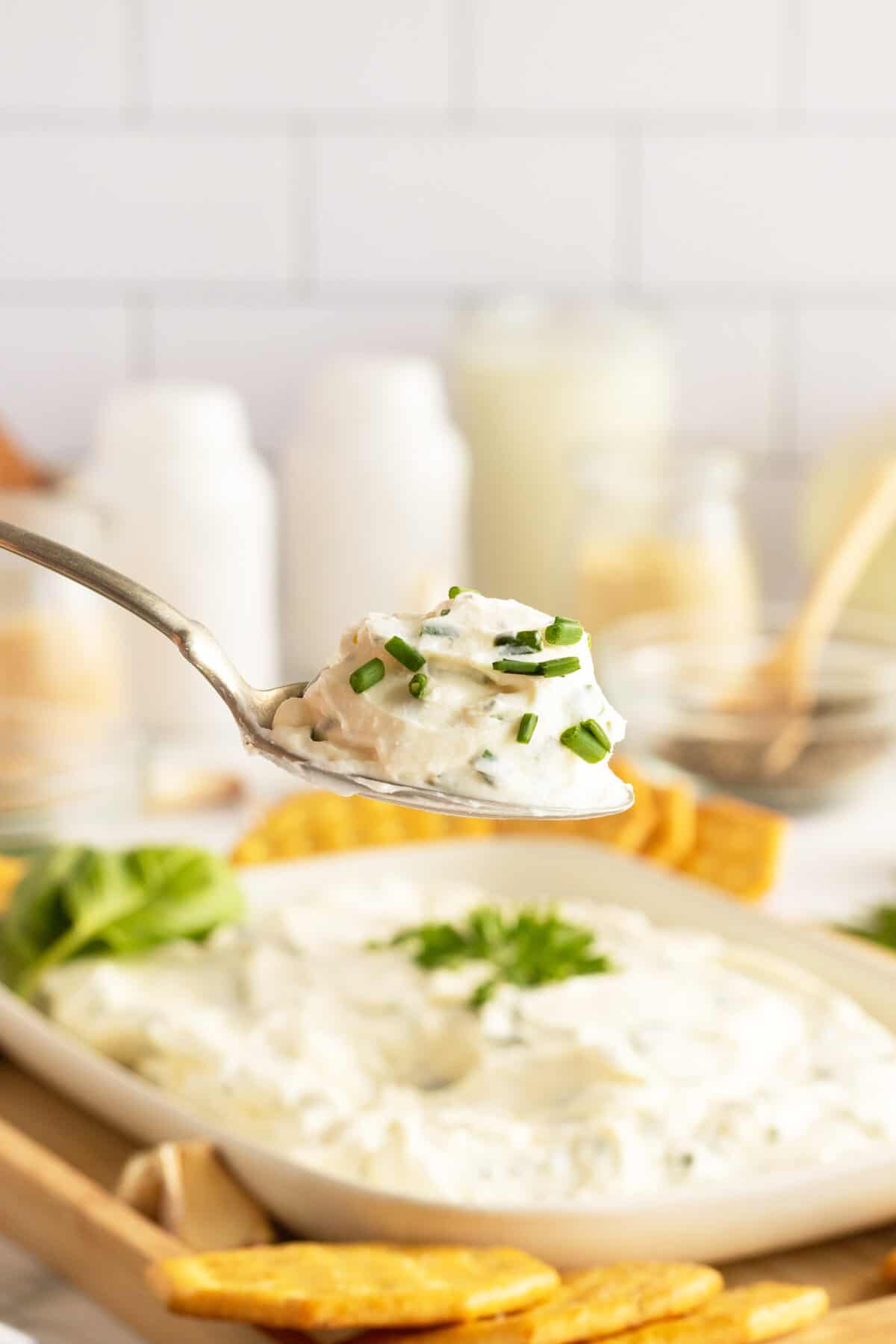 whipped cream cheese  in a spoon