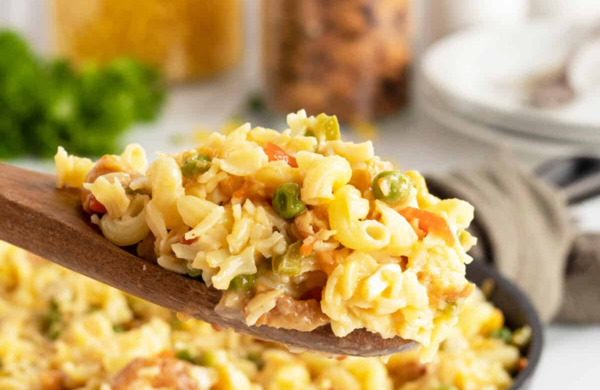 chicken caruso on a serving spoon