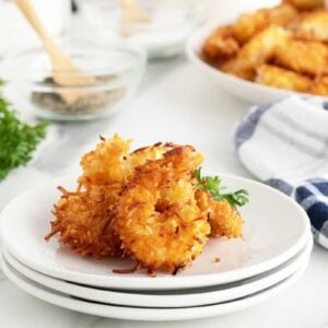 coconut shrimp on a white plate