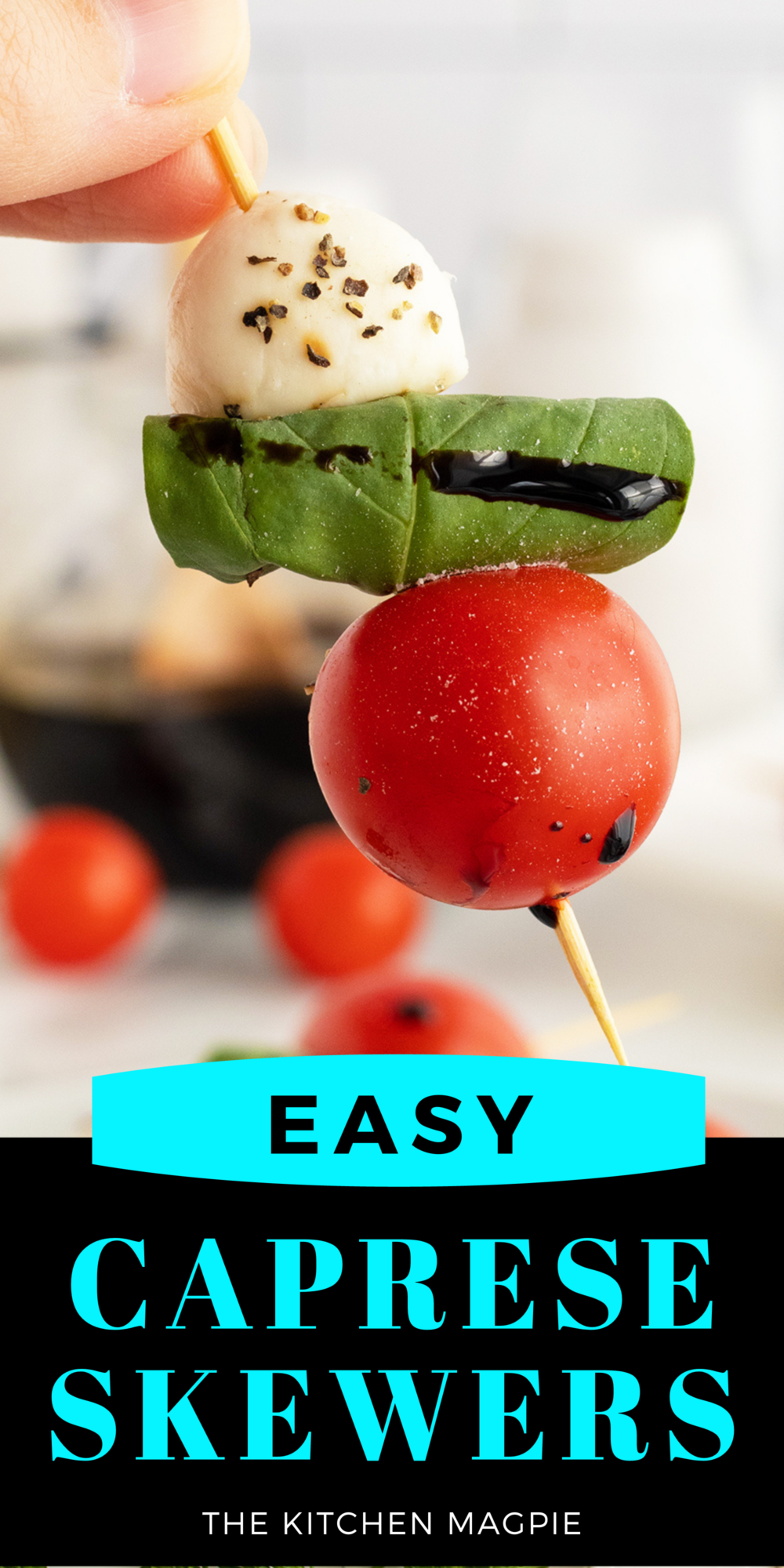 With this recipe for a simple Caprese skewer with balsamic drizzle , you can enjoy the time-honored appetizer in a whole new way!