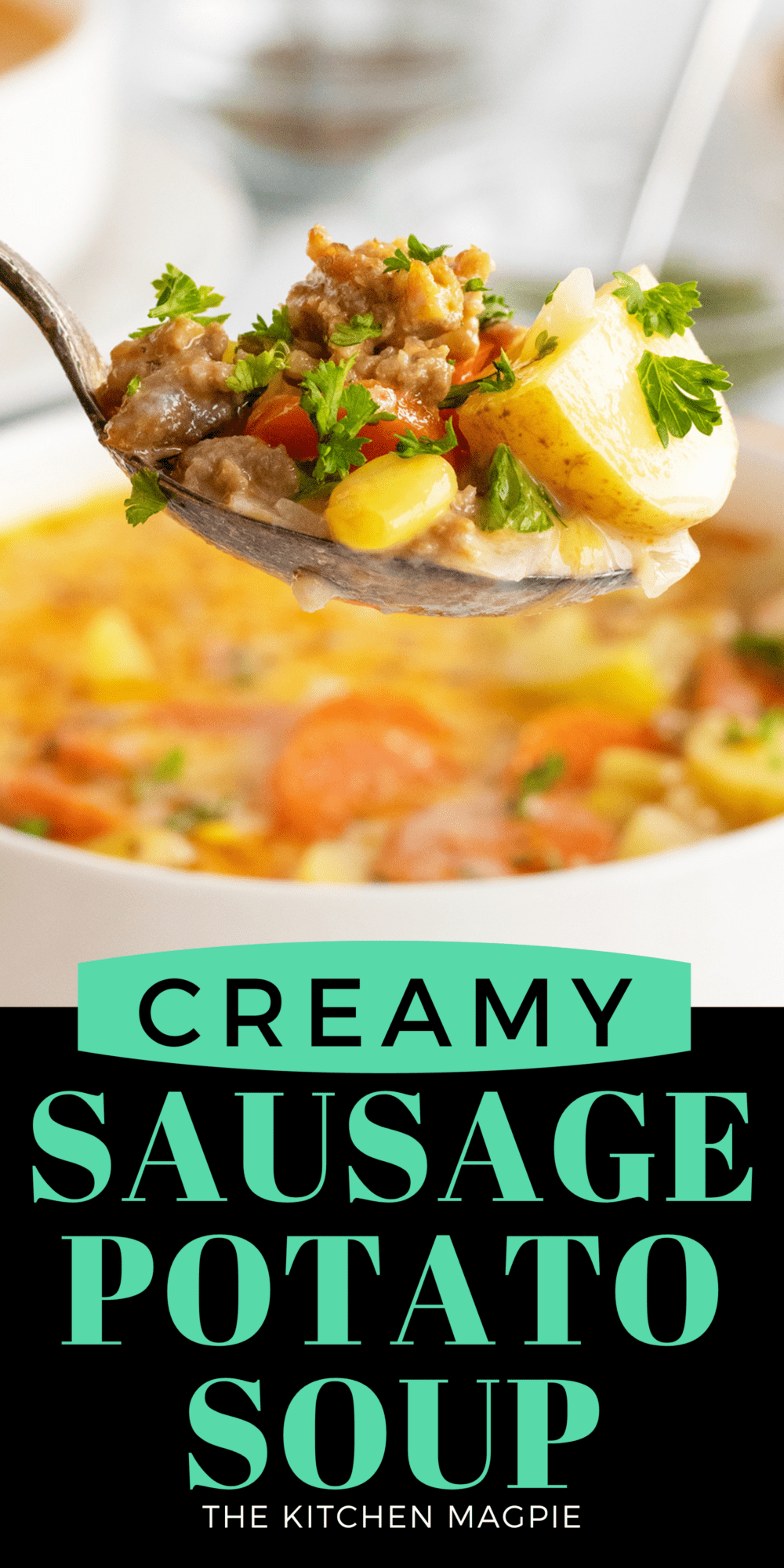 This decadent but easy to make Creamy Sausage Potato Soup is made with ground Italian sausage and loaded up with potatoes and vegetables.