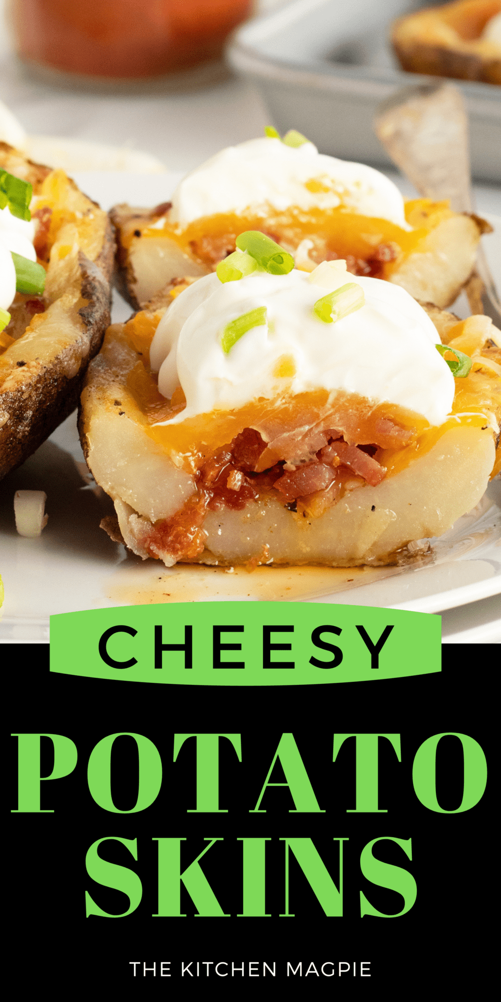 A classic restaurant appetizer, potato skins are incredibly filling and tasty. Not only are they easy to make, but they are also a perfect way to use up leftover baked potatoes from a big dinner.