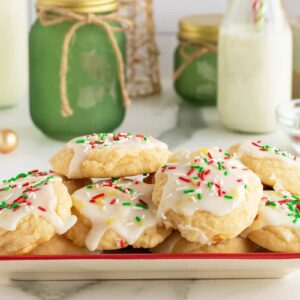 ricotta cookies piled on a platter