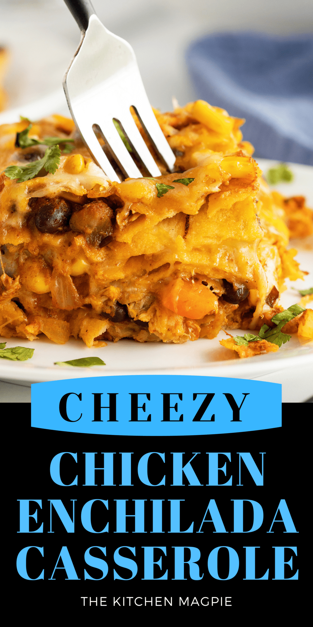 This fast and easy chicken enchilada casserole is loaded with black beans and vegetables and then baked to cheesy perfection! 