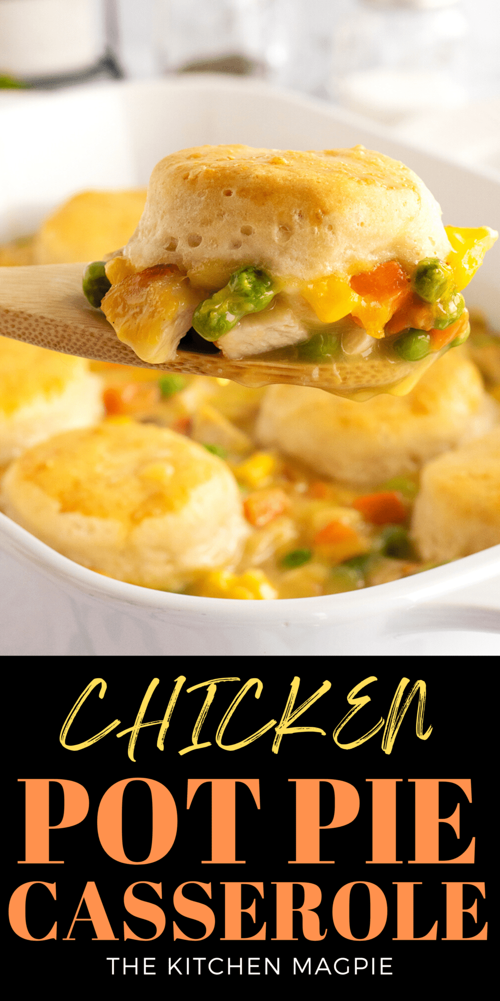 This chicken pot pie casserole is filling and tasty with chicken and a rich, nourishing broth, and being far easier to make all at once in one big casserole dish.