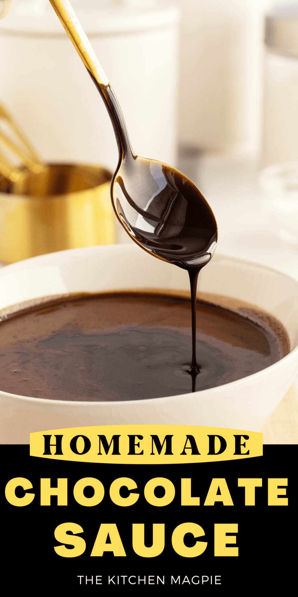 This chocolate sauce recipe makes a simple, pourable sauce that thickens as it cools and both smells, looks, and tastes like liquid chocolate.