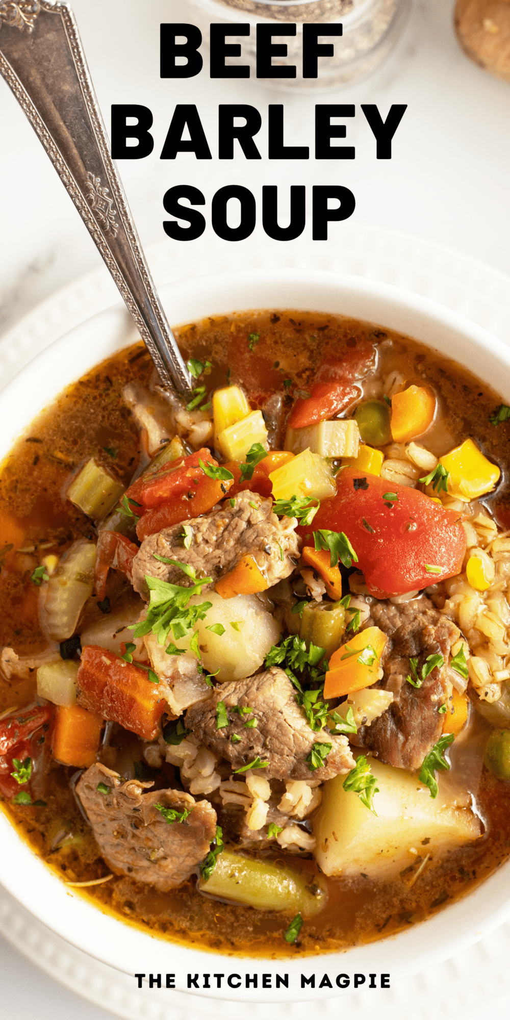  Made of affordable ingredients but cooked long enough to turn them tasty, this classic beef and barley soup is perfect for a filling family meal.
