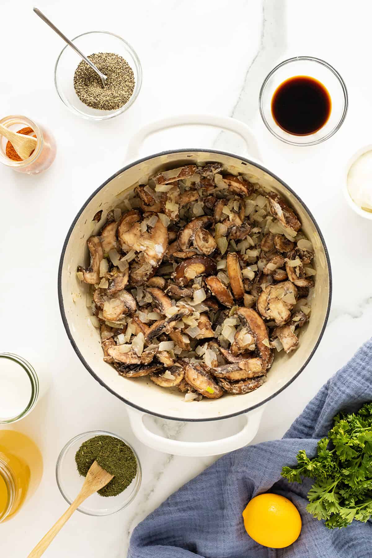 hungarian mushroom soup mushrooms in a pot 